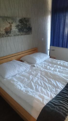 ein großes weißes Bett in einem Schlafzimmer neben einem Fenster in der Unterkunft Schlafittchen in Bad Harzburg