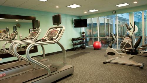 a gym with treadmills and elliptical machines at Holiday Inn Rock Island-Quad Cities by IHG in Rock Island