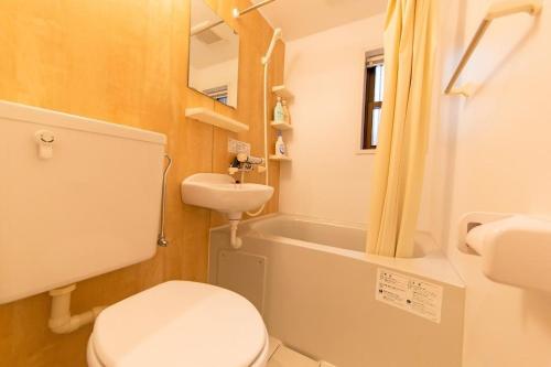 a small bathroom with a toilet and a sink at Kyoto Backyard Fox in Kyoto