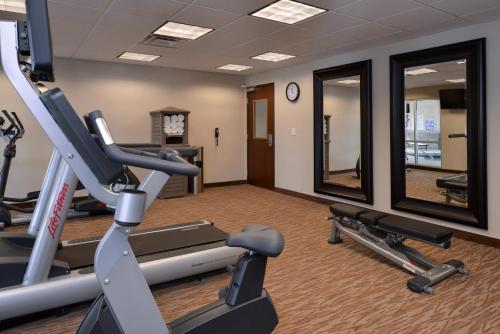 a gym with treadmills and a treadmill and mirrors at Holiday Inn Express & Suites Williams by IHG in Williams
