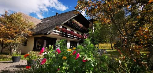 a house with flowers in front of it at Gästehaus Behabühl in Feldberg