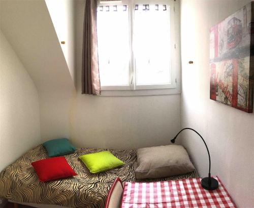 a dog bed in a room with a window at Studio Picnic in Chambéry