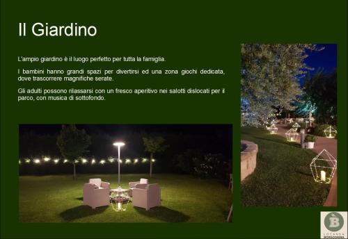 a picture of a park at night with lights at Locanda Borgognina in Lucrezia