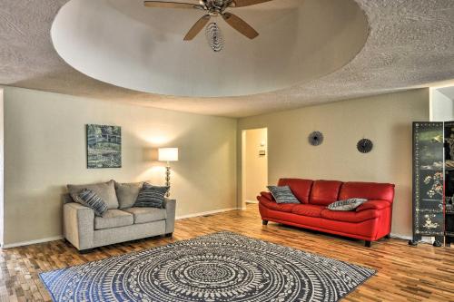 a living room with two couches and a ceiling at Charming Kelso Home with Proximity to Cowlitz River! in Kelso