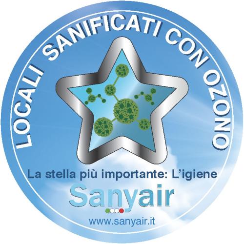 a sticker with a star with a coronavirus sign at Hotel Maioli B&B in Misano Adriatico