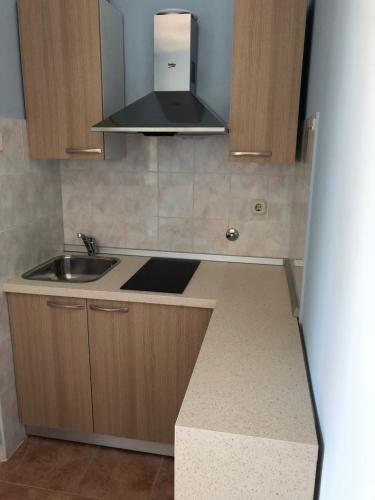 a kitchen with a sink and a stove at Apartman Ana in Umag