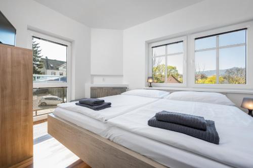 Postel nebo postele na pokoji v ubytování Apartmá SunGarden Liberec