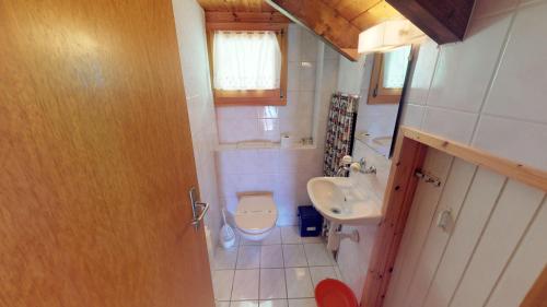 uma pequena casa de banho com WC e lavatório em Tschuggen 75 em Blatten bei Naters