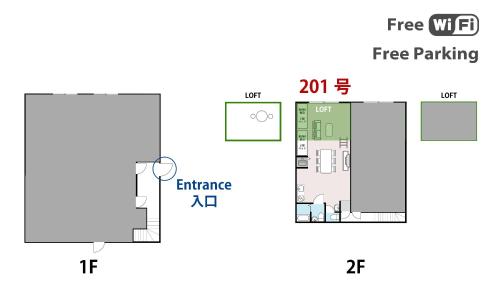 a schematic diagram of a building with free parking at Tiz wan 岩屋あわじ in Awaji