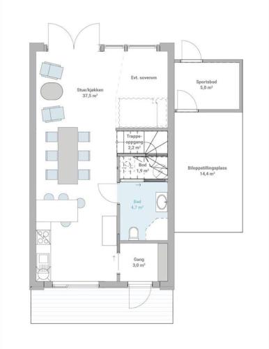 Apgyvendinimo įstaigos Årostunet 3 aukšto planas