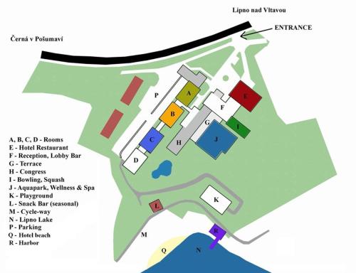 a generalized map of a resort at Kamalip Apartment Frymburk in Frymburk