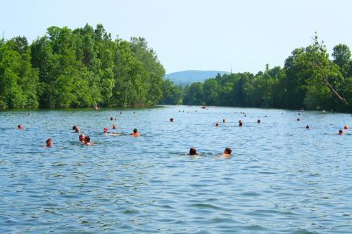 a large group of people swimming in a lake at RIVER KOLPA APARTMENT, Griblje ob reki Kolpi in Gradac