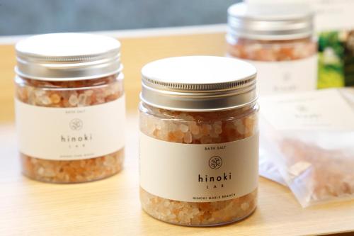 three jars of food sitting on a table at The Shiroyama Terrace Tsuyama Villa in Tuyama