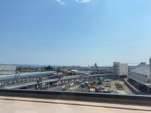 a view of a construction site from a window at Hotel Emion Kyoto in Kyoto