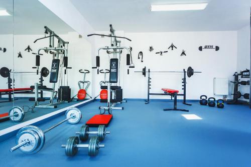 a gym with lots of equipment in a room at Biała Akacja Resort & Business in Prudnik