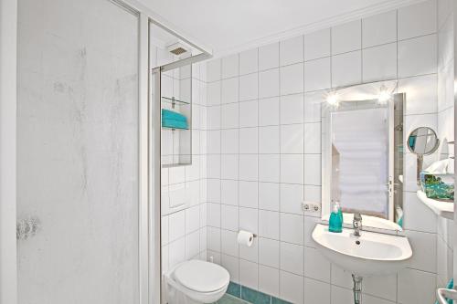 Koupelna v ubytování Bauernhofurlaub auf Larbigs Art