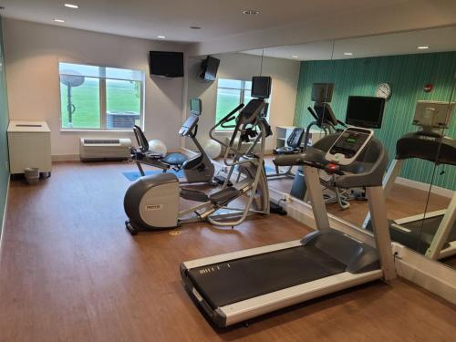 a gym with treadmills and ellipticals in a room at Holiday Inn Express Hotel & Suites Sheldon by IHG in Sheldon