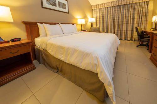 a hotel room with a large bed and a desk at Radisson Hotel Panama Canal in Panama City
