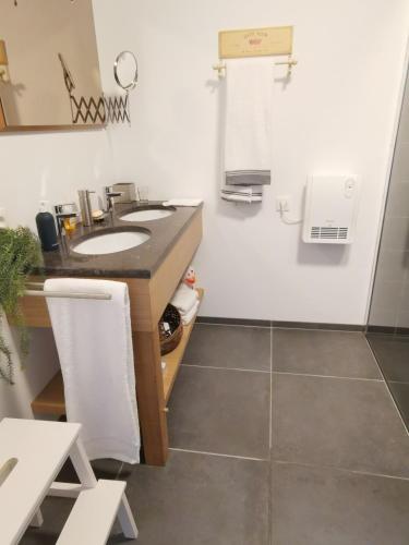 a bathroom with a sink and a counter top at Elingenhof in Elingen