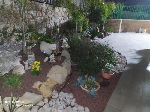 Ein Garten an der Unterkunft צימרים מול הר מירון בצבעון בגליל העליון אורלי ומאיר,למשפחות ולזוגות