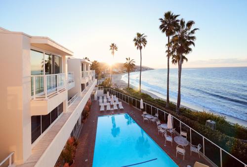 a view of the ocean from the balcony of a hotel at Casa Loma Beach Hotel in Laguna Beach