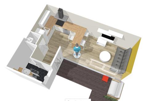 Půdorys ubytování Le Cabanon du Pas du Loup - Studio climatisé RDC - proche mer