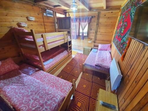 Двухъярусная кровать или двухъярусные кровати в номере Log cabin Uvac (Vikendica Saponjic)