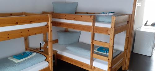 Двухъярусная кровать или двухъярусные кровати в номере Ferienwohnung Falkennest