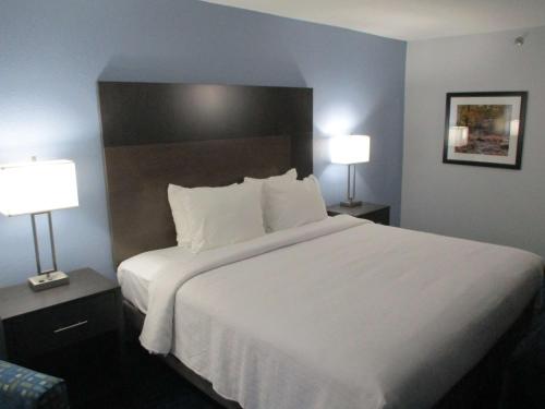 a bedroom with a large white bed with two lamps at Best Western Southwest Little Rock in Little Rock
