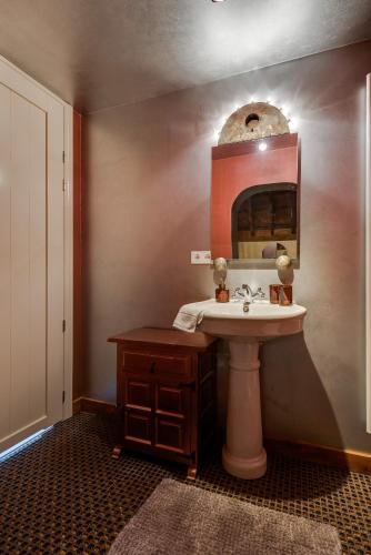 a bathroom with a sink and a mirror at Poortgebouw Kasteel Borgharen - Maastricht in Maastricht