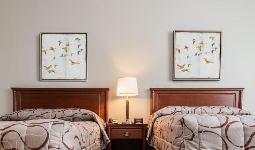 two beds sitting next to each other in a bedroom at Adam's Airport Inn in Ottawa