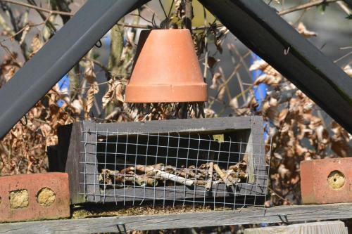 a bird feeder with an orange cone on it at Le Fagotin - Youth hostel in Stoumont