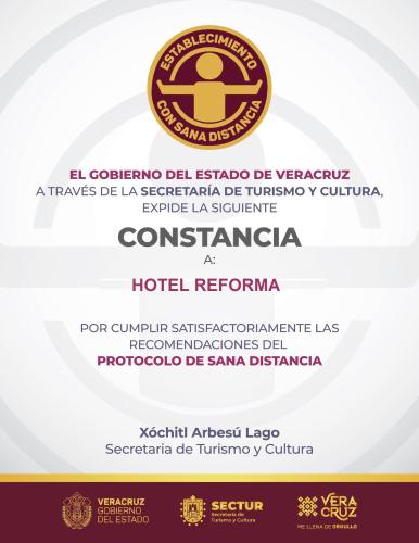 Certificat, récompense, panneau ou autre document affiché dans l'établissement Hotel Reforma Tuxpan