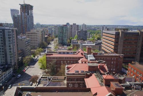 an aerial view of a city with tall buildings at Century Plaza Hotel in Vancouver