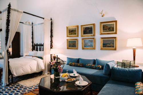 Posezení v ubytování La Maison Bleue Batha