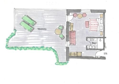 a drawing of a floor plan of aominiumominium at Hotel Paradiso Conca d'Oro in Nago-Torbole