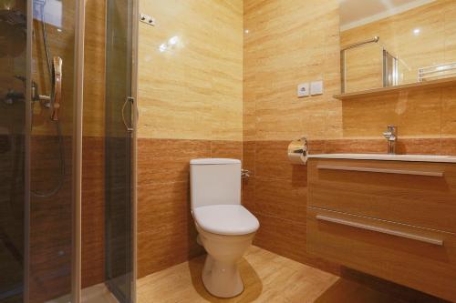 a bathroom with a toilet and a sink and a shower at Millennium Health Resort & Spa in Międzywodzie