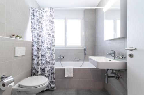 Koupelna v ubytování Modern 2 bedrooms apartment at Le Bouveret. Self-checkin.