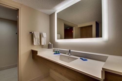 a bathroom with a sink and a large mirror at Holiday Inn Express - Horse Cave by IHG in Horse Cave