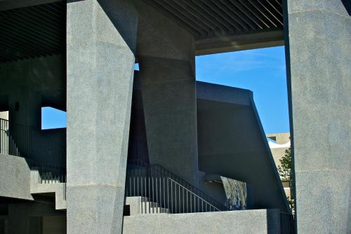 a building with stairs and a blue sky in the background at The Suites Taitung in Taitung City