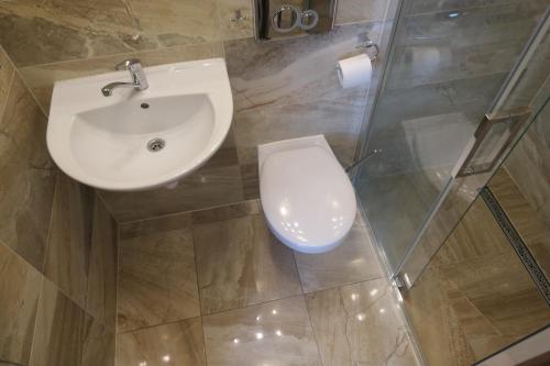 a bathroom with a sink and a toilet at Apartamenty u Łukasza in Zakopane