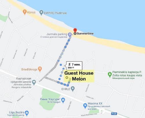 a map of the guest house median at Guest House Melon in Jūrmala