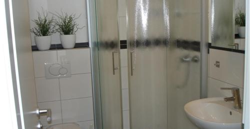 Bilik mandi di Ferienwohnung am Bach