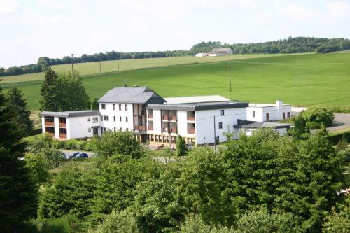 a small town with a large house on the side of the road at Pension Haus Anny in Deudesfeld