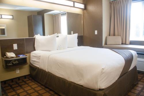 a hotel room with a large bed and a window at Microtel Inn & Suites by Wyndham Jacksonville Airport in Jacksonville
