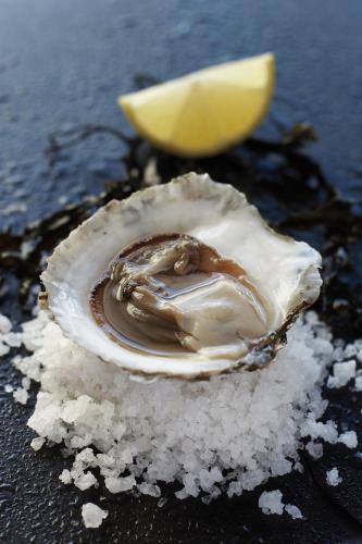 a oyster with chocolate and a slice of lemon at Elite Park Avenue Hotel in Gothenburg