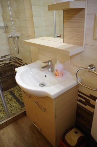 A bathroom at Aranyhal Apartman