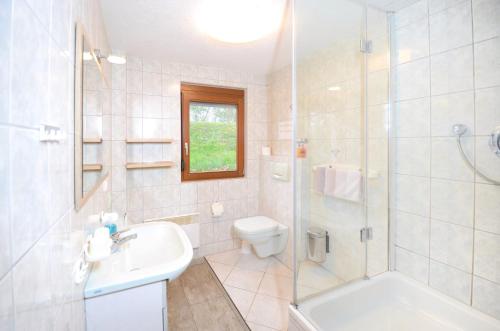 a bathroom with a sink toilet and a shower at Apartment Strasbourg - Europapark / Wallaston in Offenburg