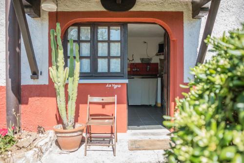 una casa con un cactus e due sedie sulla porta di La Fattoria di Nonna Eugenia a Lerici