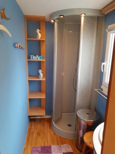 a bathroom with a shower and a sink at Beach Resort Kamperland - 164 in Kamperland